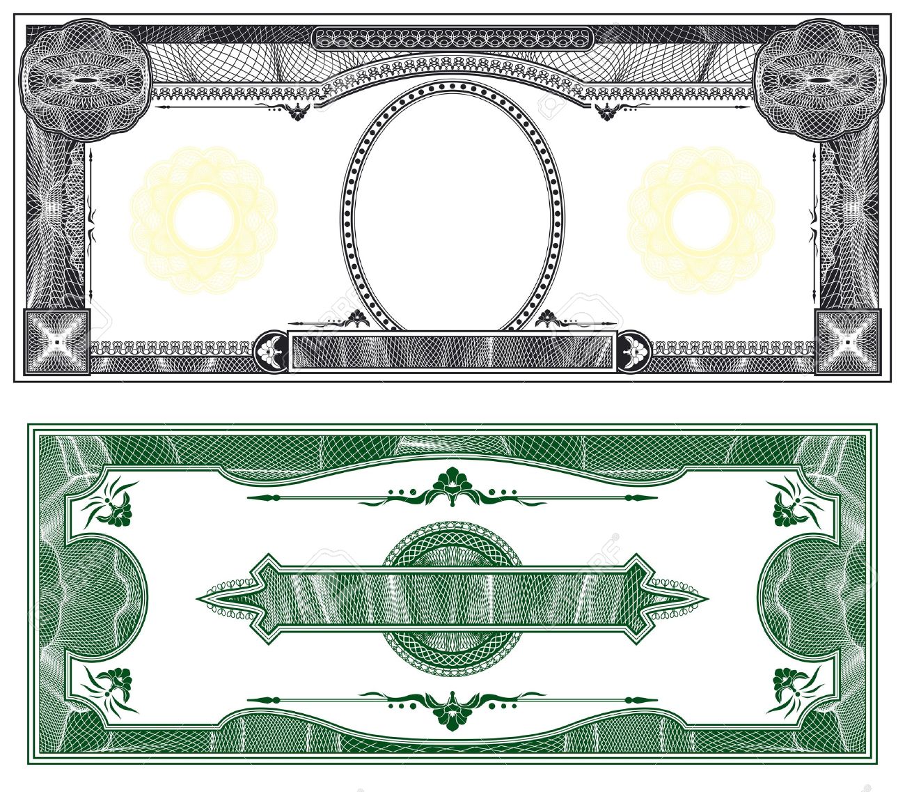 Bank Note Template blank banknote layout with obverse and based on dollar