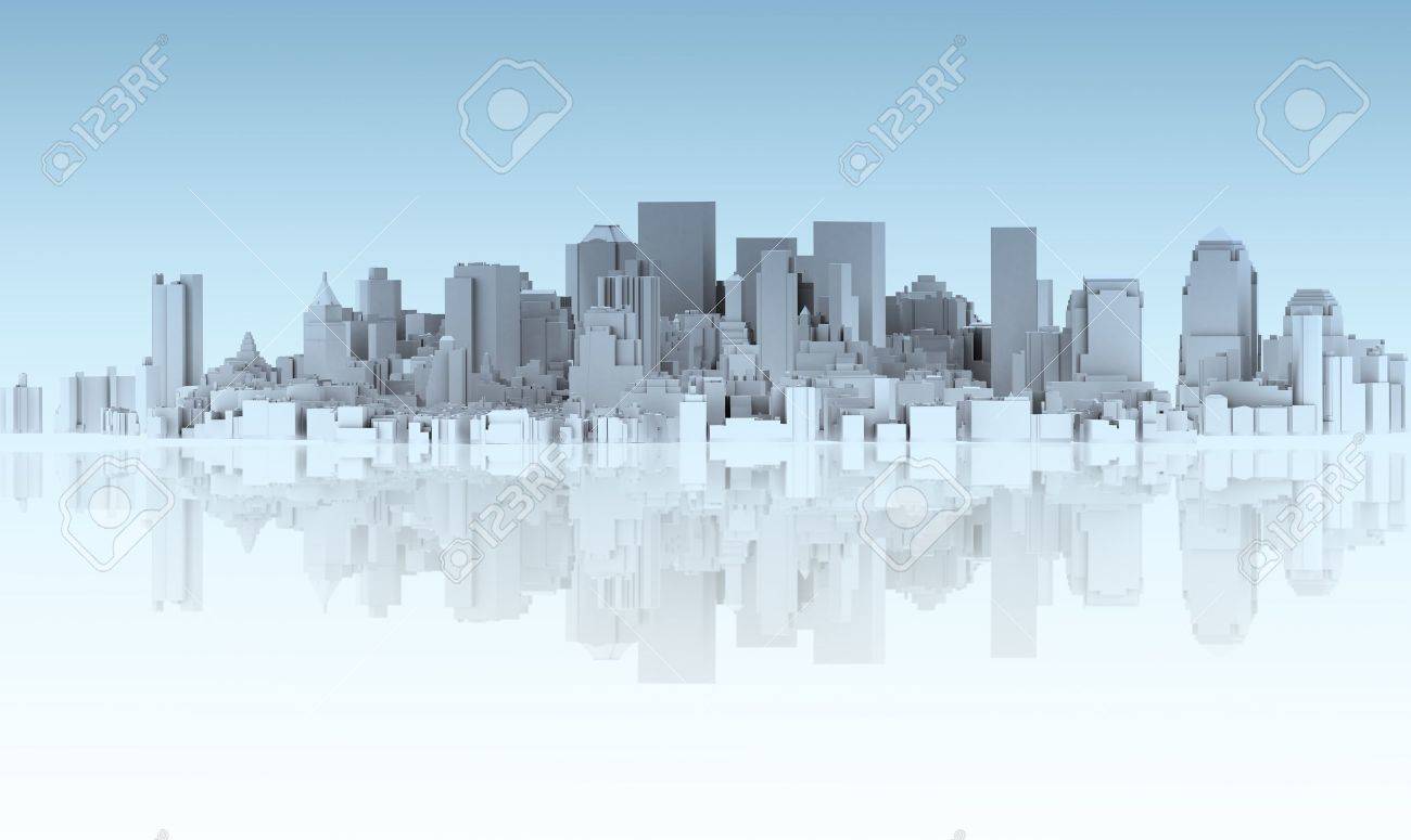 abstract city isolated on mirror floor stock photo picture and
