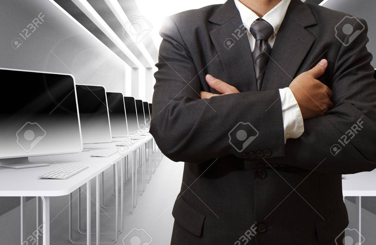 business man,teacher and computer class room - 16096612 business man,teacher and computer class room - 16096612