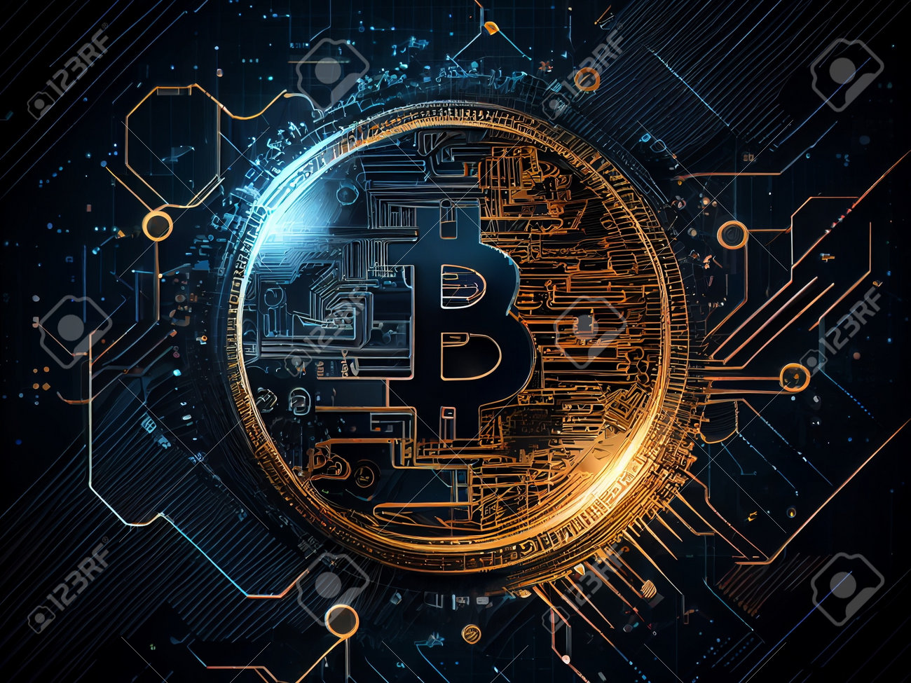 Bitcoin Crypto Currency, Wallpaper Business Future Exchange AI Generative  Stock Photo, Picture and Royalty Free Image. Image 198267648.