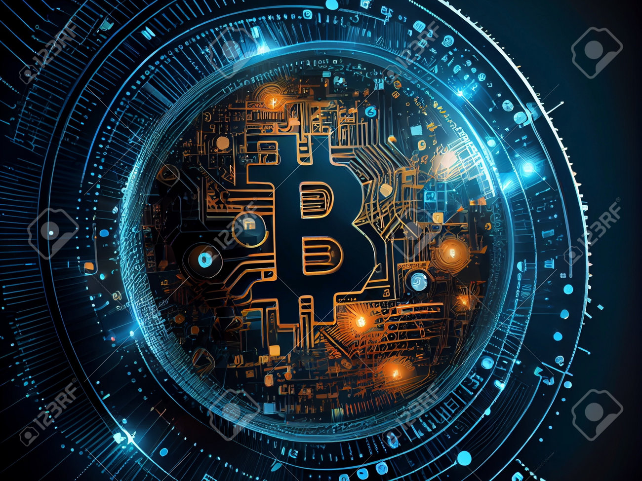 Bitcoin Crypto Currency, Wallpaper Business Future Exchange AI Generative  Stock Photo, Picture and Royalty Free Image. Image 198267722.