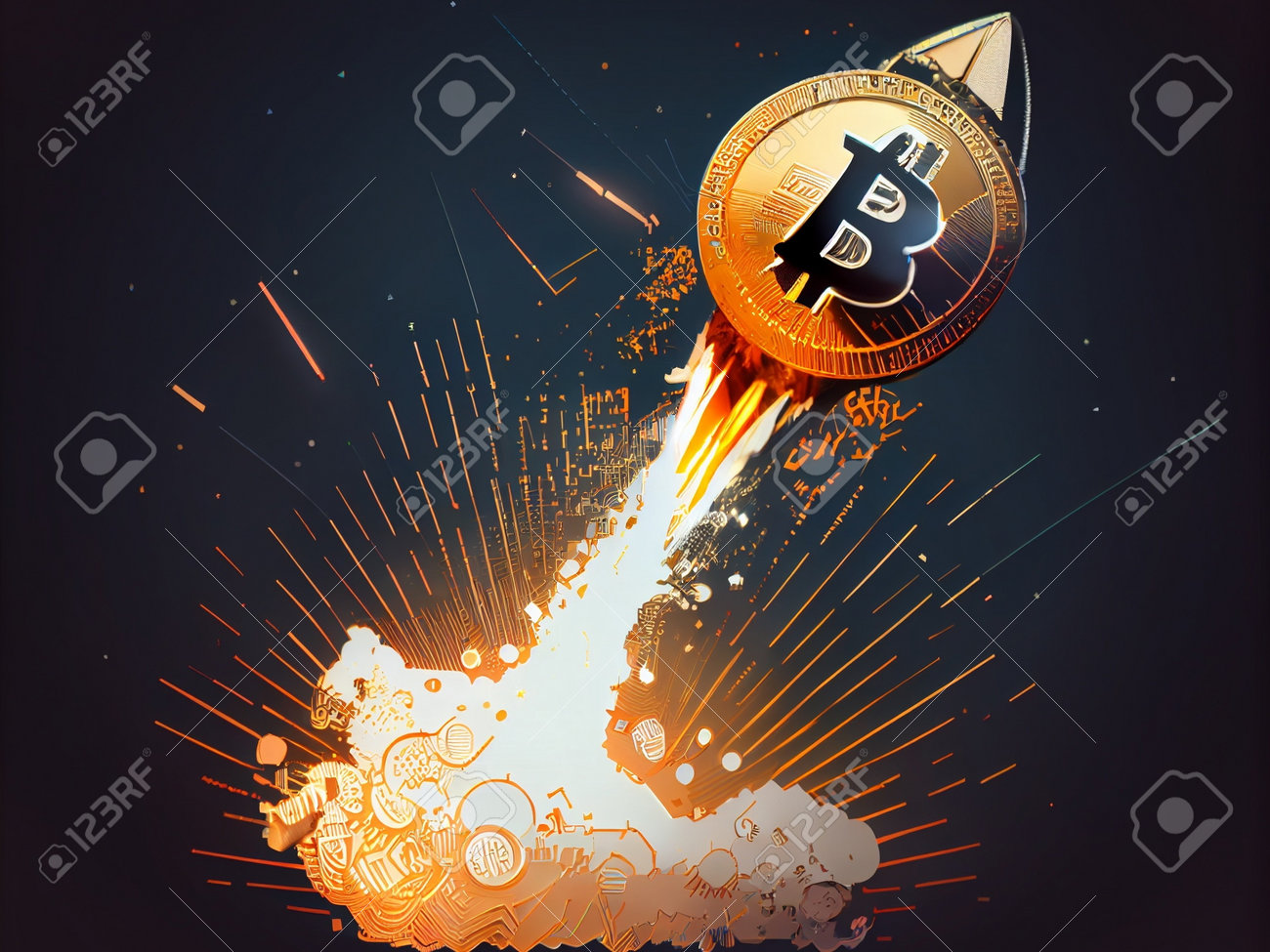 달에 암호화 로켓 발사 우주선, 비트 코인 금융 벽지 로열티 무료 사진, 그림, 이미지 그리고 스톡포토그래피. Image  198271110