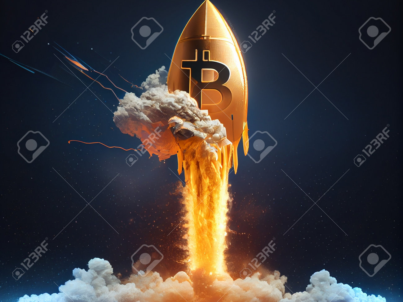 Crypto Rocket Launch Spaceship To The Moon, Bitcoin Finance Wallpaper Stock  Photo, Picture and Royalty Free Image. Image 198268636.