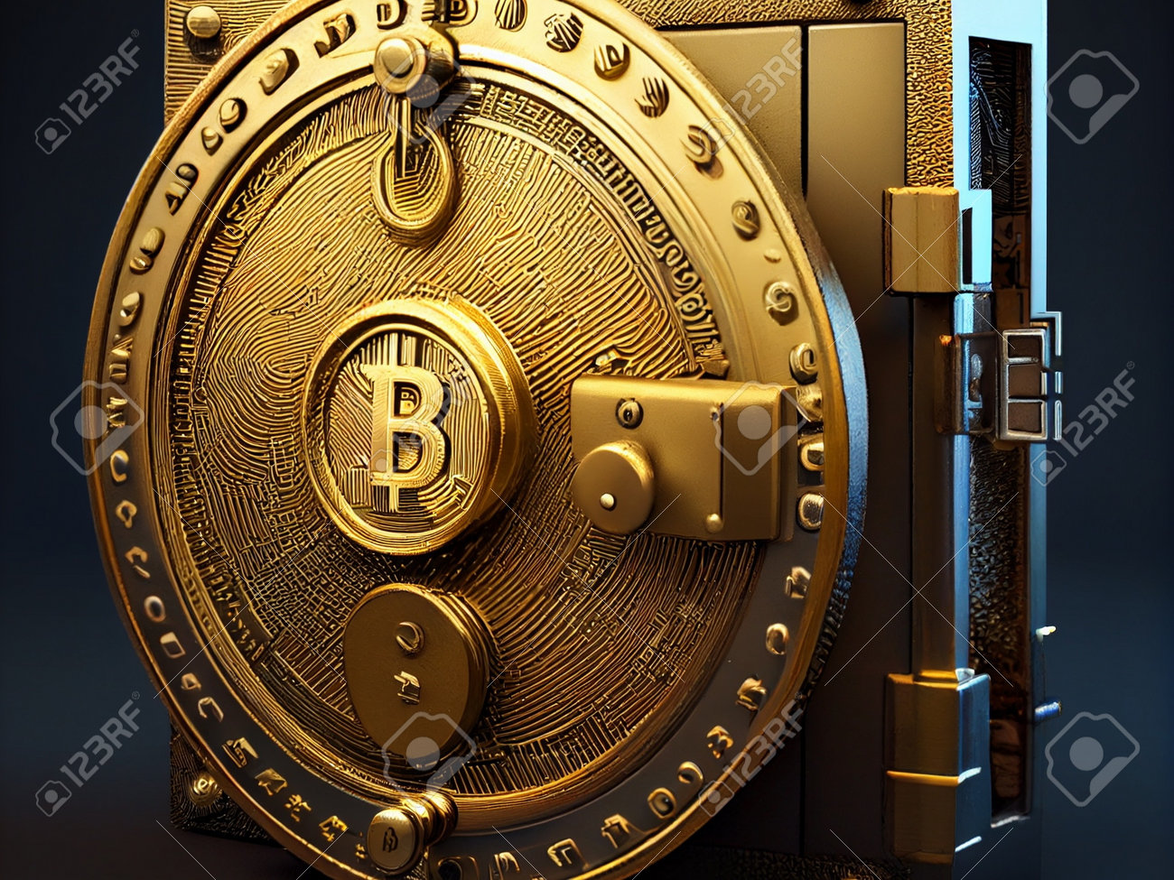 Bitcoin Crypto Currency Lock Tresor Bank , Safe Wallpaper , Golden  Background Ai Generative Stock Photo, Picture and Royalty Free Image. Image  198272005.