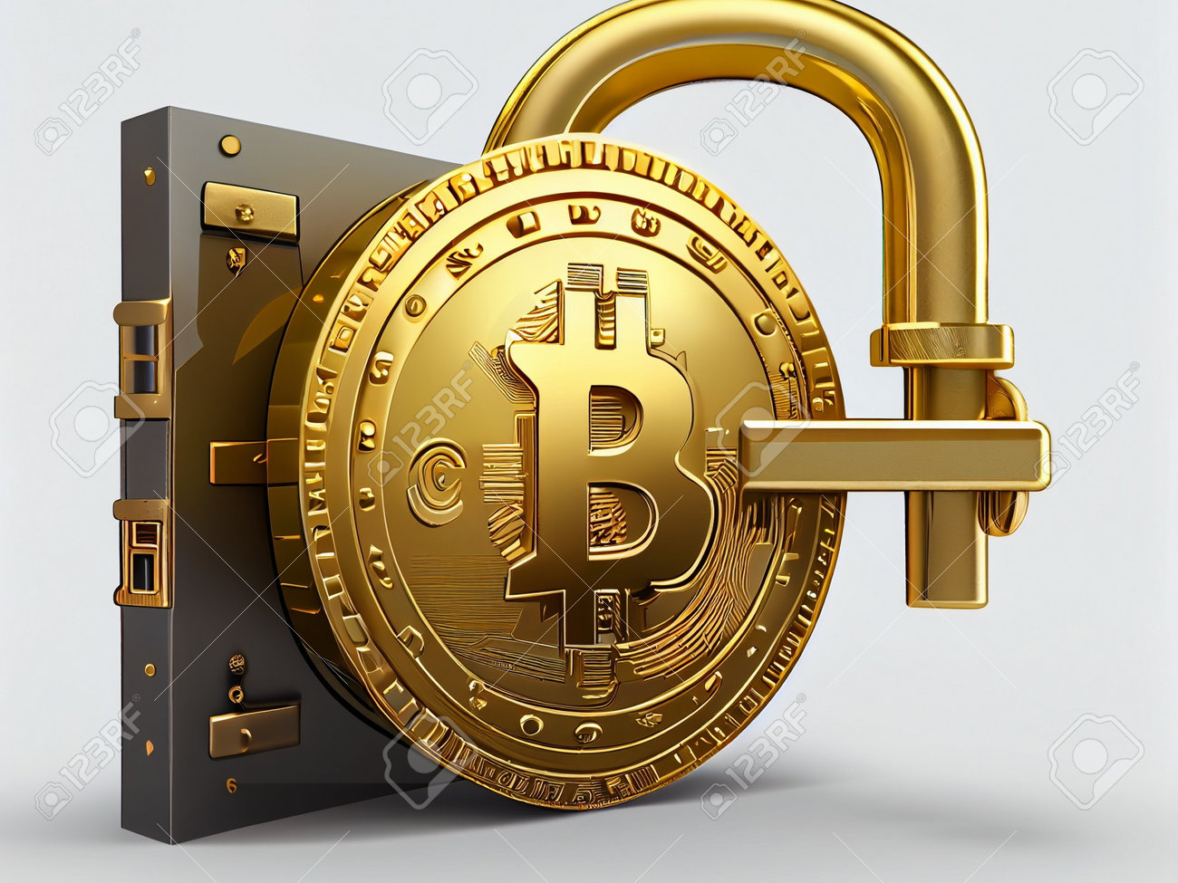 Bitcoin Crypto Currency Lock Tresor Bank , Safe Wallpaper , Golden  Background Ai Generative Stock Photo, Picture and Royalty Free Image. Image  198271571.