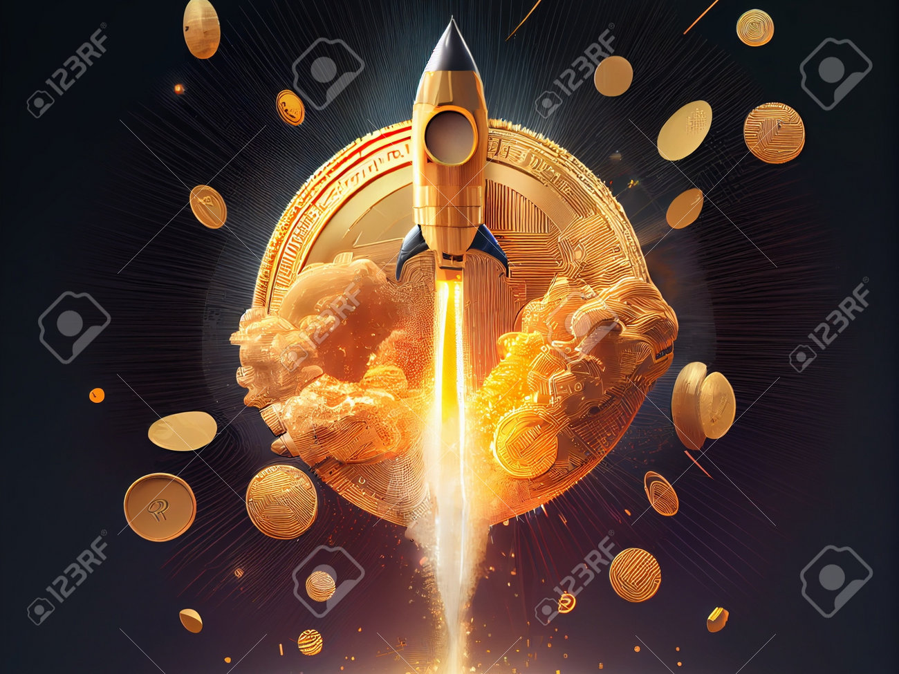 달에 암호화 로켓 발사 우주선, 비트 코인 금융 벽지 로열티 무료 사진, 그림, 이미지 그리고 스톡포토그래피. Image  198272149