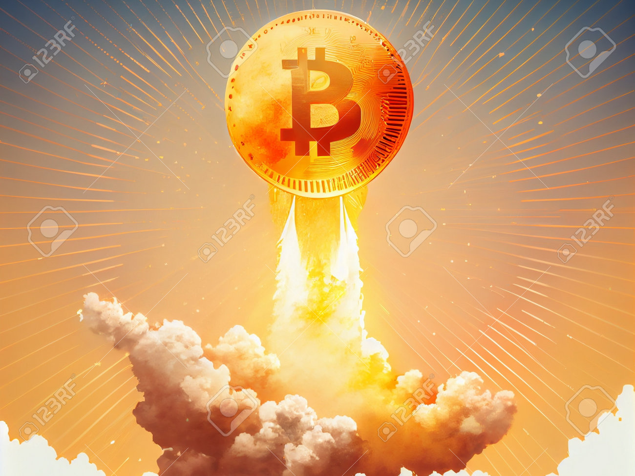 Crypto Rocket Launch Spaceship To The Moon, Bitcoin Finance Wallpaper Stock  Photo, Picture and Royalty Free Image. Image 198271774.
