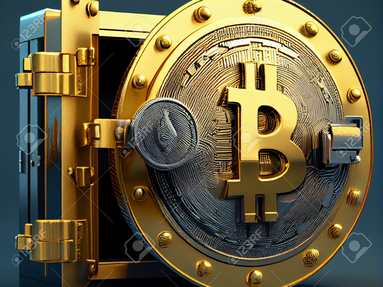 Bitcoin Crypto Currency Lock Tresor Bank , Safe Wallpaper , Golden  Background Ai Generative Stock Photo, Picture and Royalty Free Image. Image  198271572.