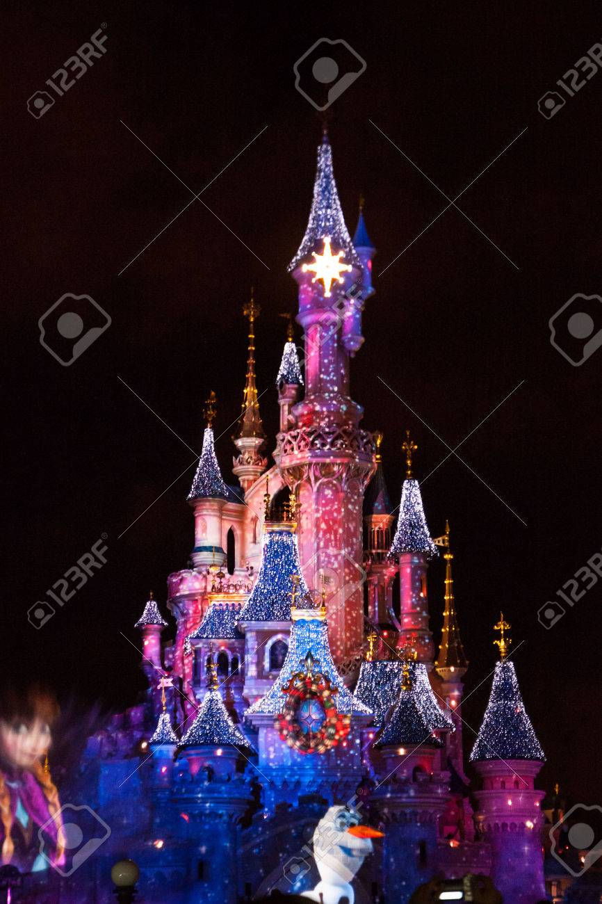 Disneyland Paris Castle During Christmas Celebrations Stock Photo Picture And Royalty Free Image Image