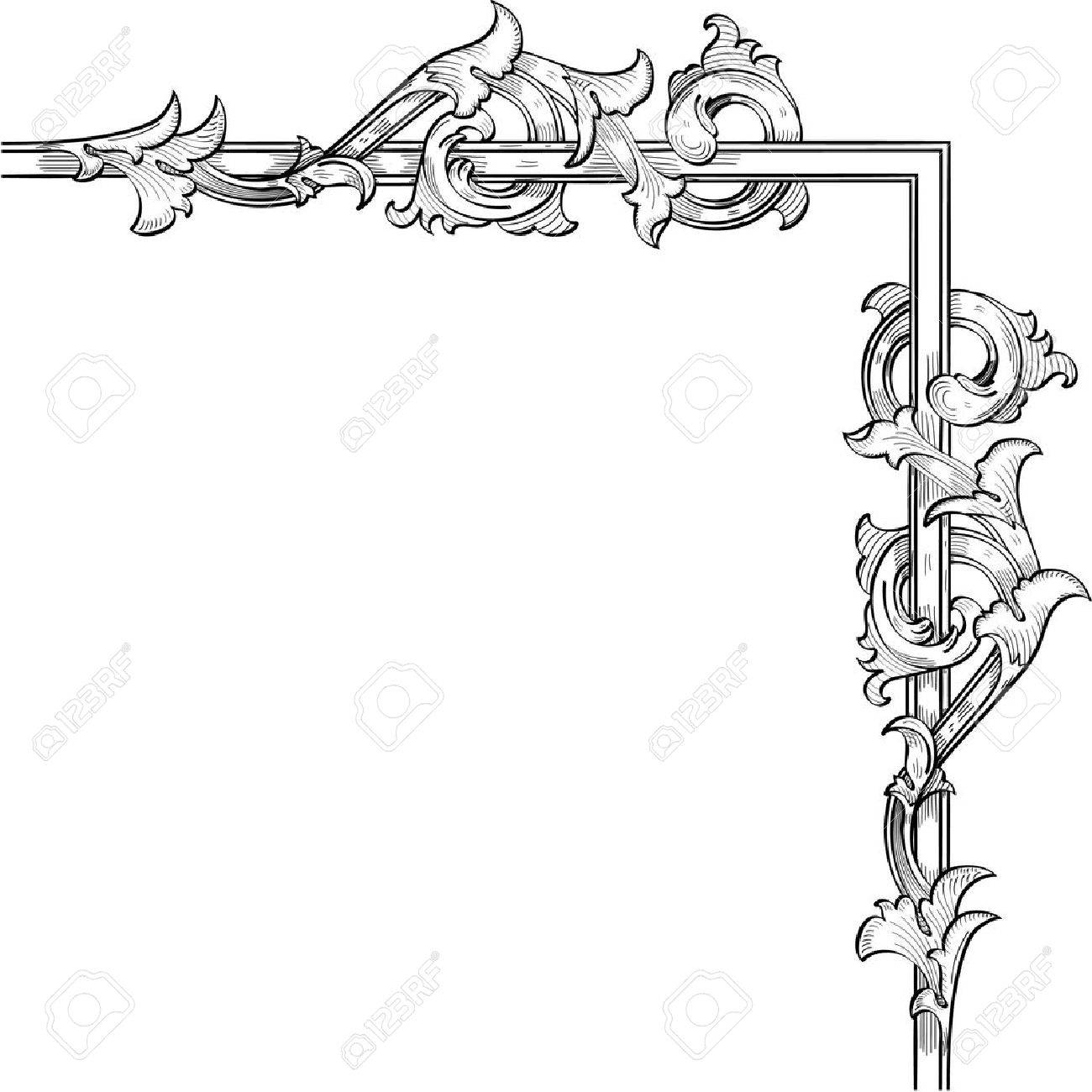 acunthus swirl flowers for nice frames royalty free cliparts