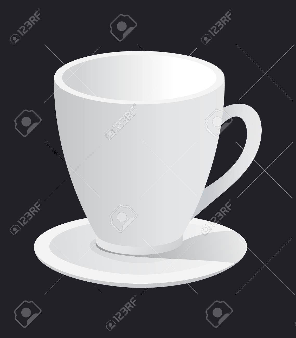 Photorealistic White Cup And Saucer Vector Illustrtion Royalty