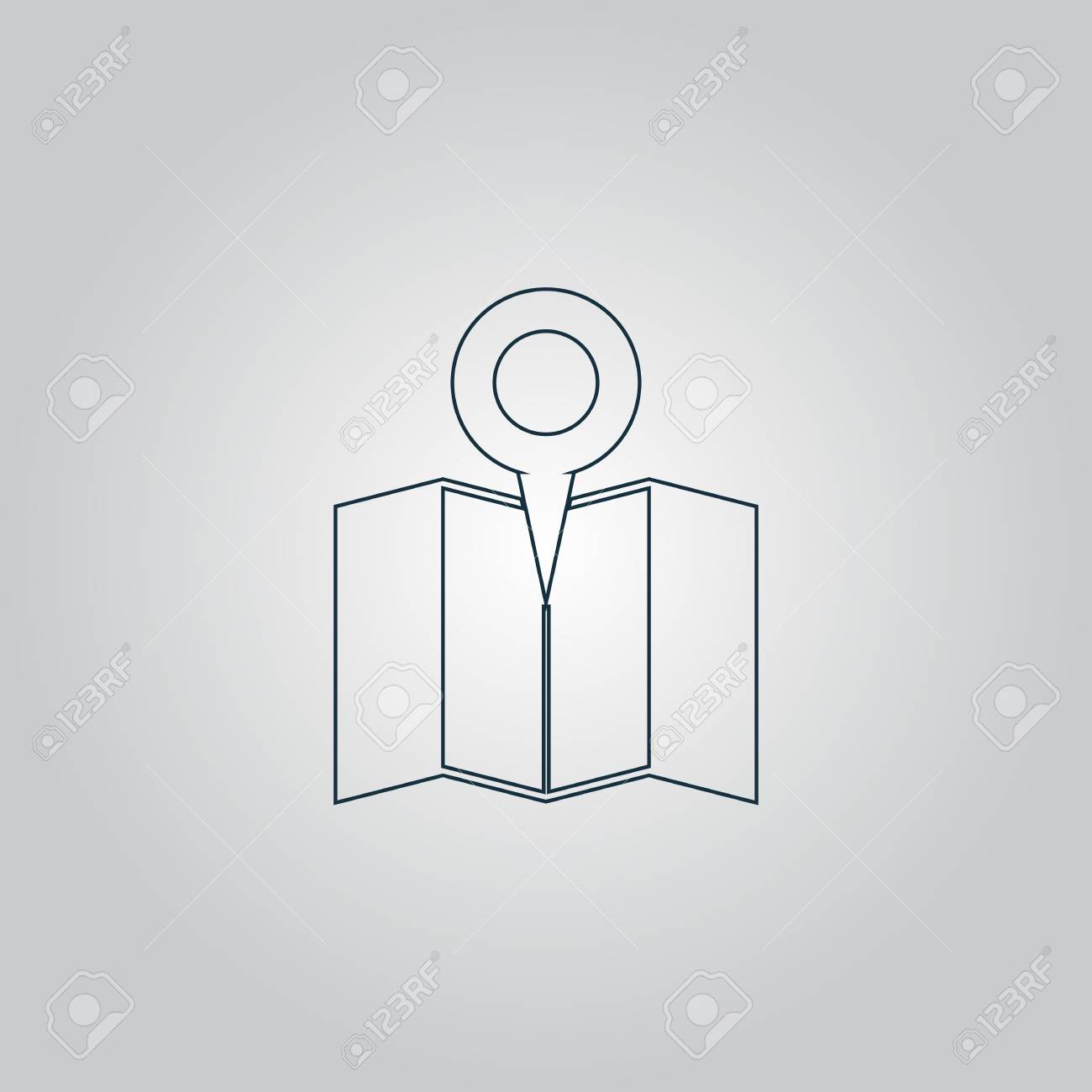 simple pin on the map flat web icon or sign isolated on grey
