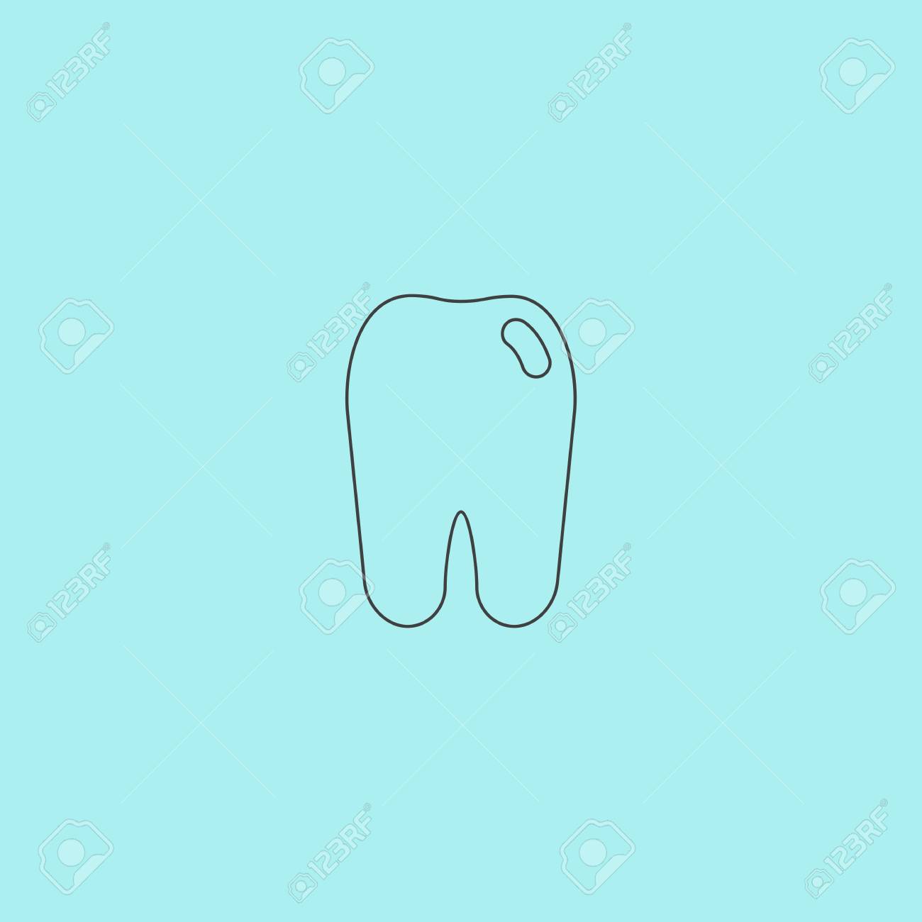 単純な歯 青の背景に分離されたシンプルなアウトライン フラット ベクトル アイコン のイラスト素材 ベクタ Image