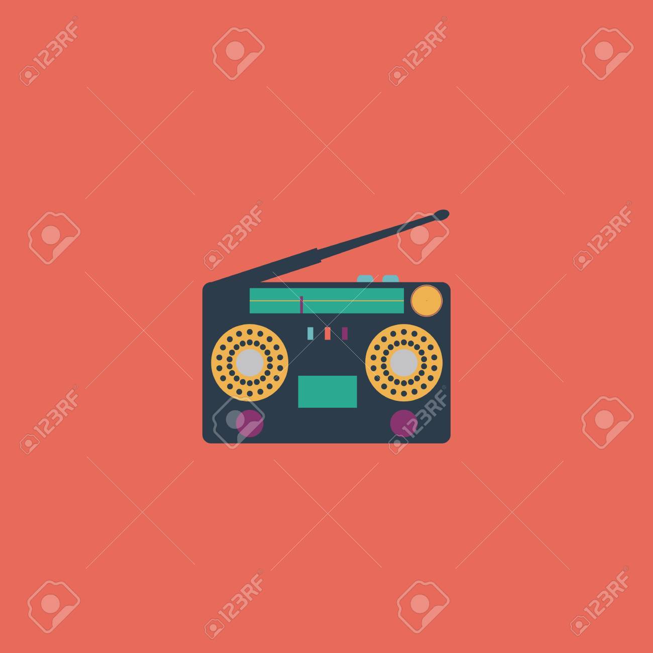 古典的な 80 年代のラジカセ カラフルなベクトルのアイコン 単純なレトロカラー モダンなイラスト絵文字 インフォ グラフィック プロジェクトとロゴのコレクション コンセプト シンボルのイラスト素材 ベクタ Image 49429003