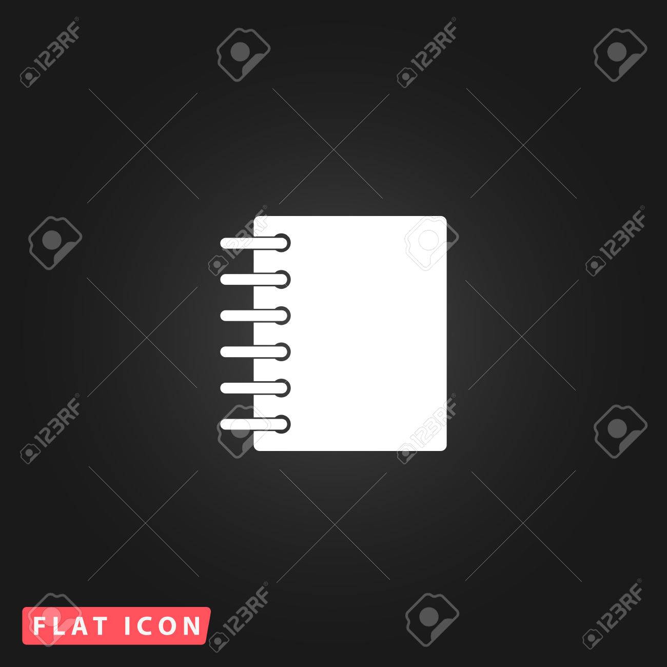 リング バインダー カレンダーのメモ帳 黒の背景に白のフラット単純なベクトルのアイコンのイラスト素材 ベクタ Image