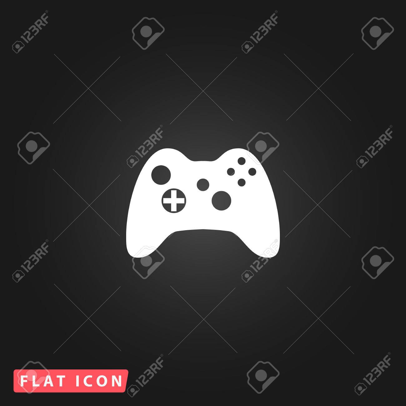 ゲームパッド 黒の背景に白のフラット単純なベクトルのアイコンのイラスト素材 ベクタ Image