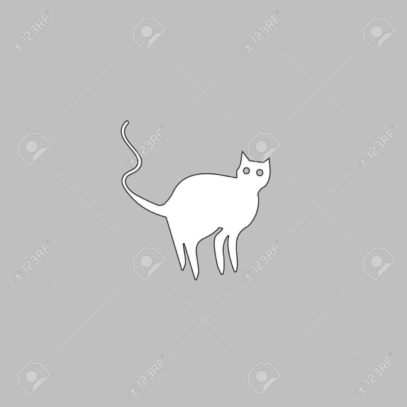 Evil Cat Simple Line Vector Button Thin Line Illustration Icon White Outline Symbol On Grey Background Royalty Free Cliparts Vectors And Stock Illustration Image