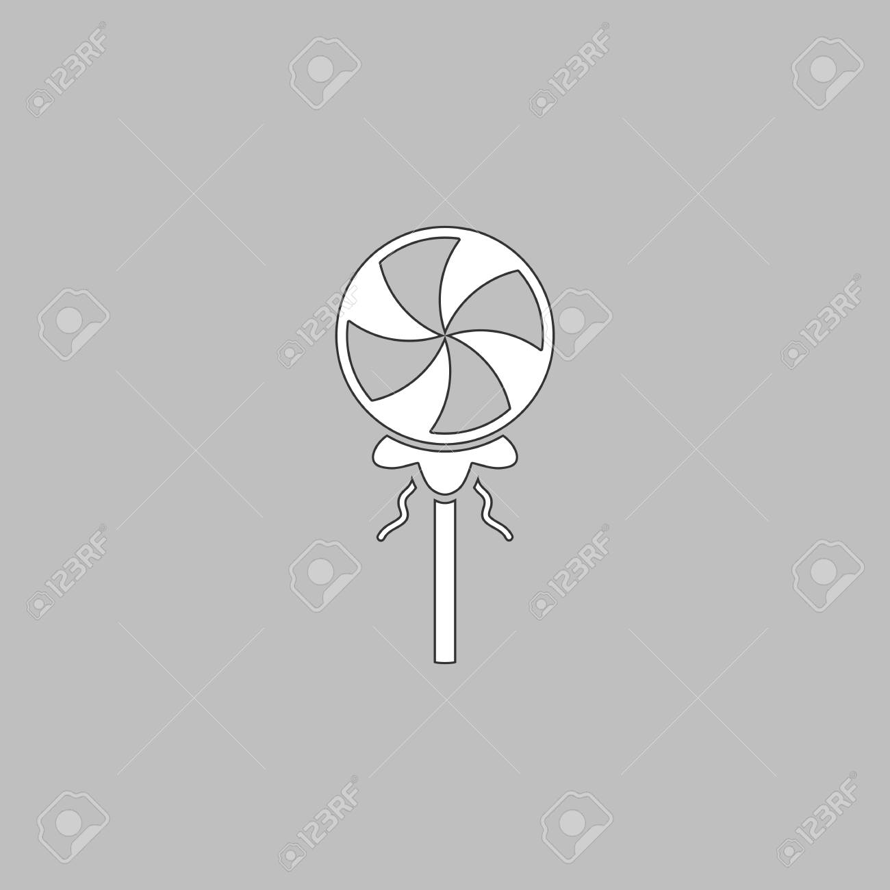 お菓子の簡単な行ベクトル ボタン 細い線のイラスト アイコン グレーの背景に白のアウトライン記号 のイラスト素材 ベクタ Image