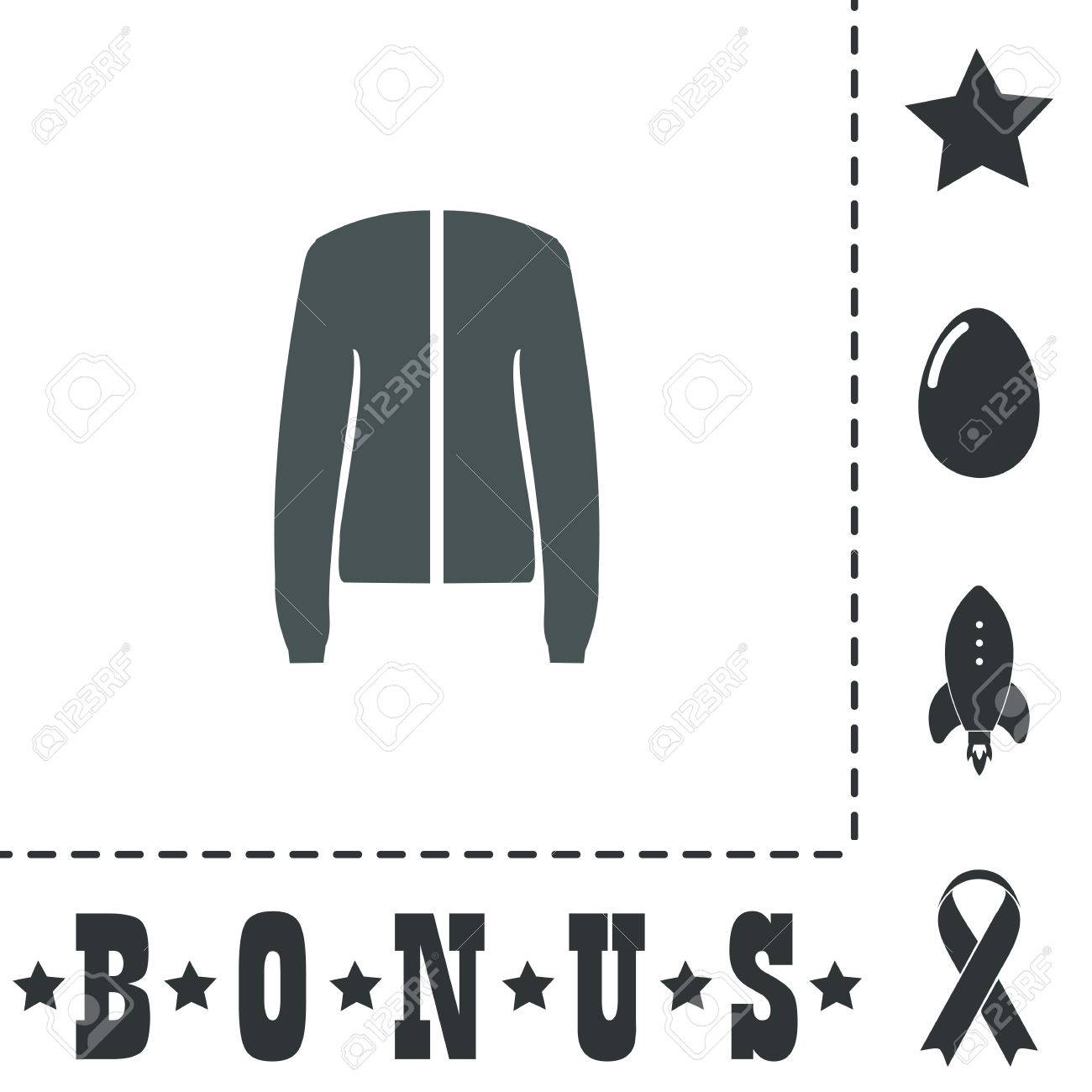 Jacke. Einfache flache Symbol Symbol auf weißem Hintergrund. Vector illustration Piktogramm und Bonus Symbole Jacke. Einfache flache Symbol Symbol auf weißem Hintergrund. Vector illustration Piktogramm und Bonus Symbole