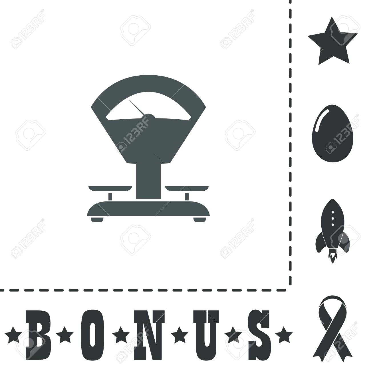 体重計 白背景でシンプルなフラット シンボル アイコン ベクトル図のピクトグラムとボーナスのアイコンのイラスト素材 ベクタ Image