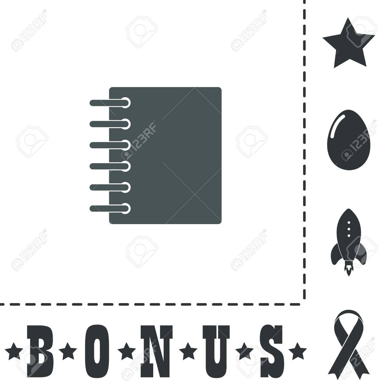 リング バインダー カレンダーのメモ帳 白背景でシンプルなフラット シンボル アイコン ベクトル図のピクトグラムとボーナスのアイコン のイラスト素材 ベクタ Image