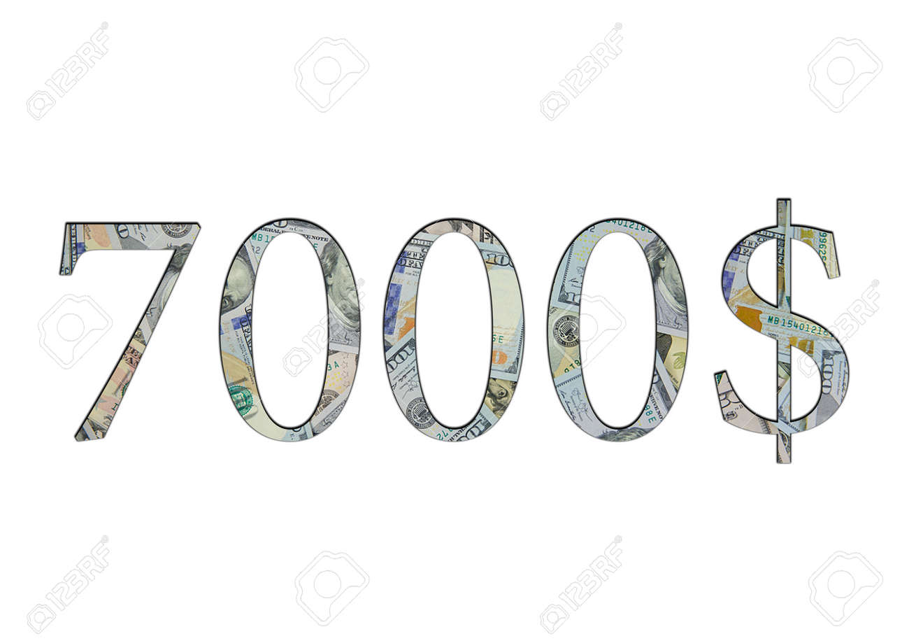 7000ドル。米ドル紙幣。お金の質感。白い背景に分離の写真素材・画像素材 Image 180899955