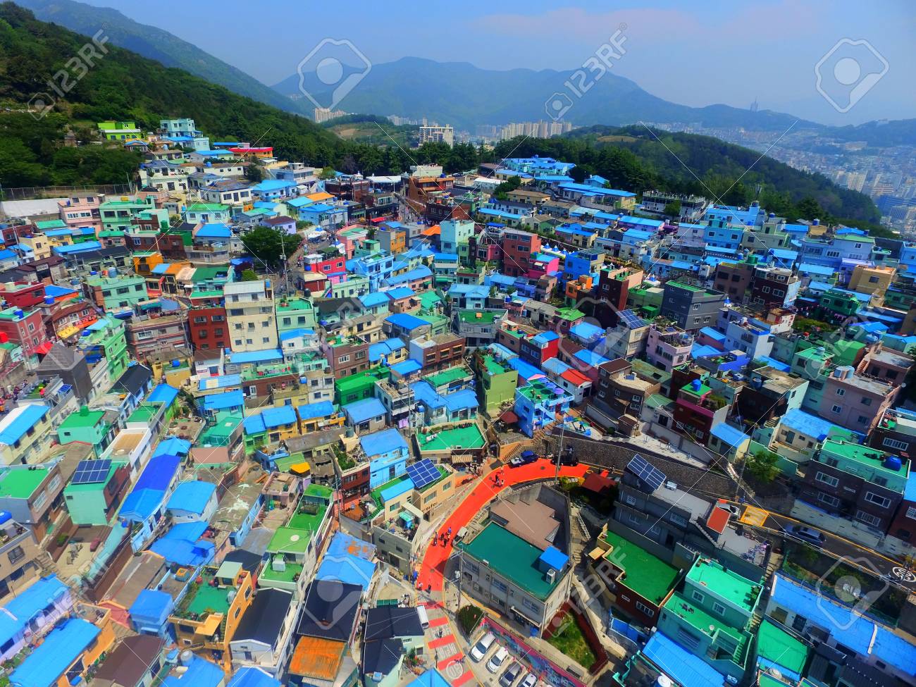 Aerial View Of Gamcheon Culture Village Sahagu Busan South