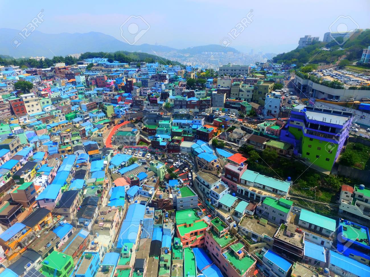 Aerial View Of Gamcheon Culture Village Sahagu Busan South