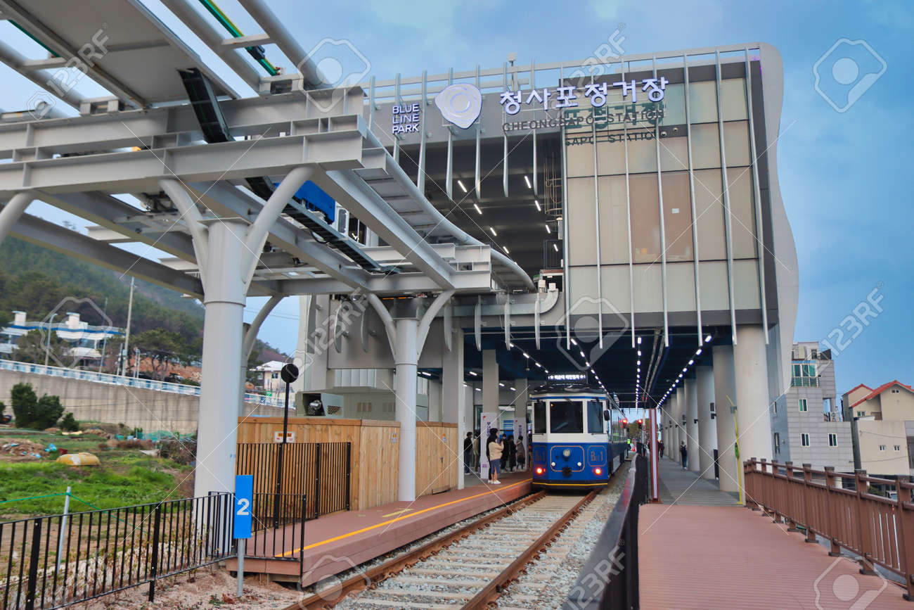 Scenery of Haeundae Beach Train, Busan, South Korea, Asia. - 166088466 Scenery of Haeundae Beach Train, Busan, South Korea, Asia. - 166088466