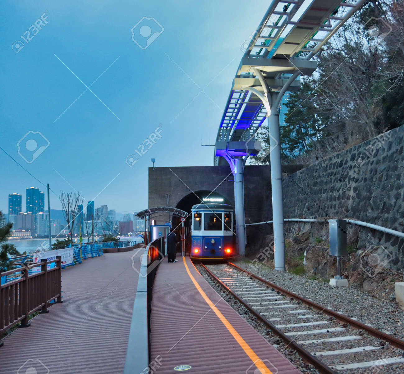 Scenery of Haeundae Beach Train, Busan, South Korea, Asia. - 166088469 Scenery of Haeundae Beach Train, Busan, South Korea, Asia. - 166088469