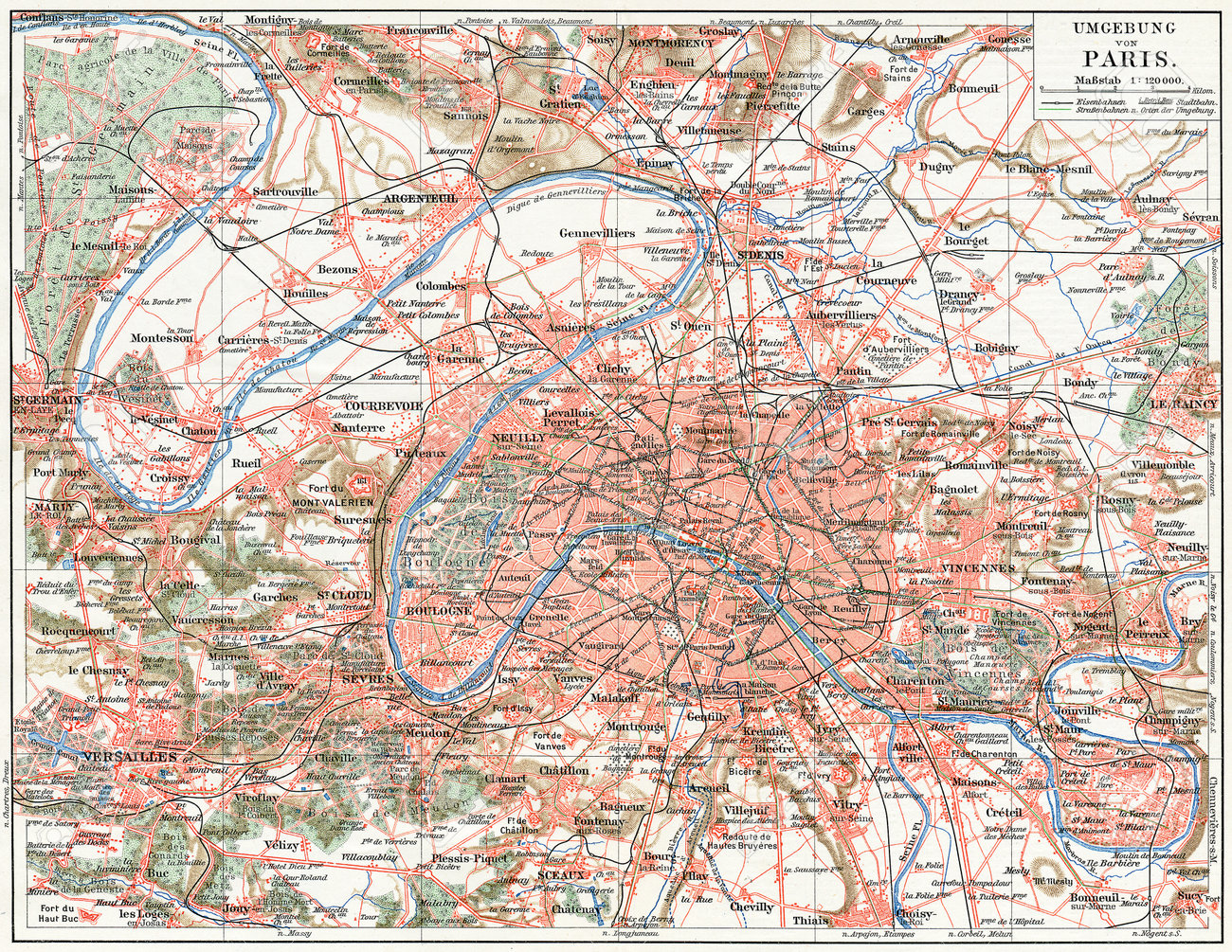 map of paris and the suburbs publication of the book meyers konversations lexik on