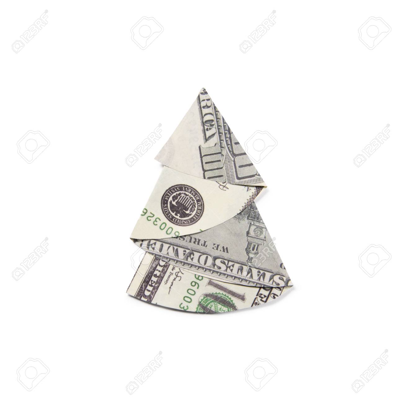 Christmas Tree Origami Made Of Banknotes Dollar Handmade
