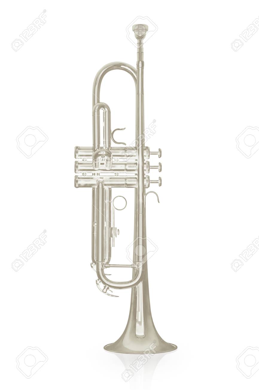 白の影付きシルバー トランペット楽器を分離します の写真素材 画像素材 Image