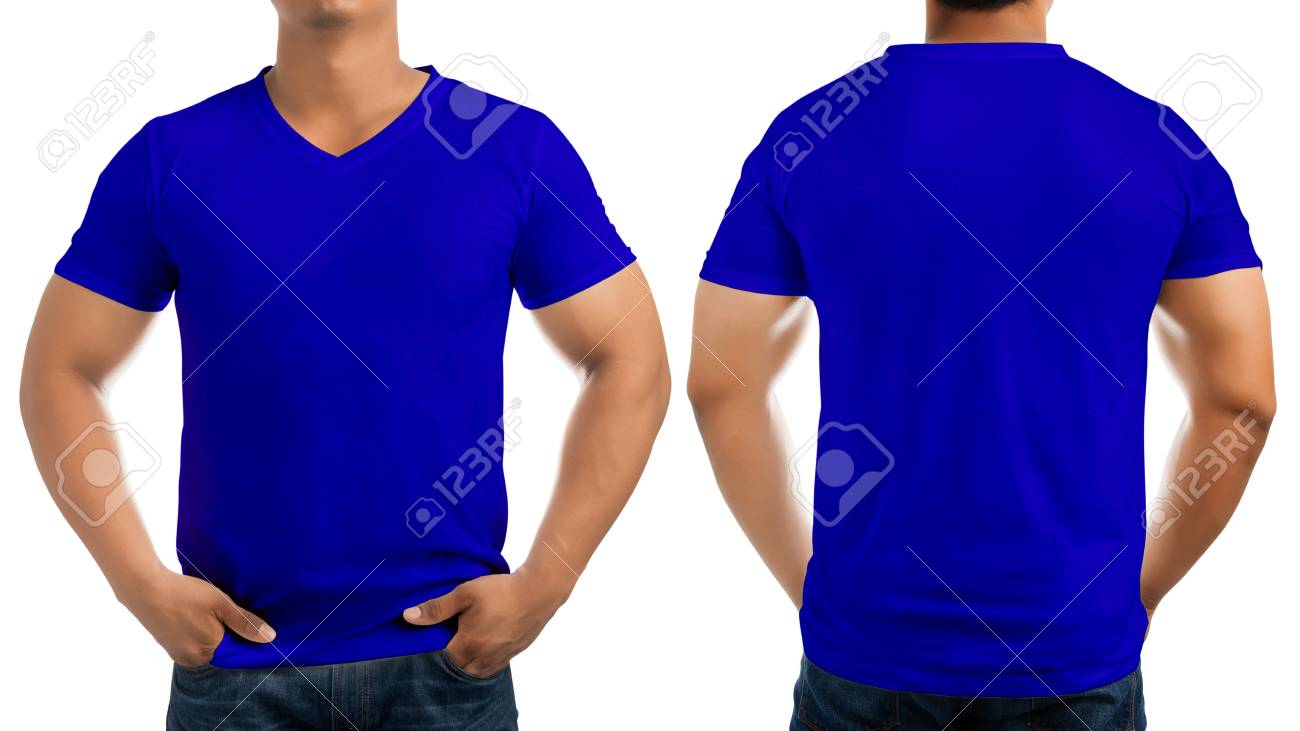 remera azul y blanca