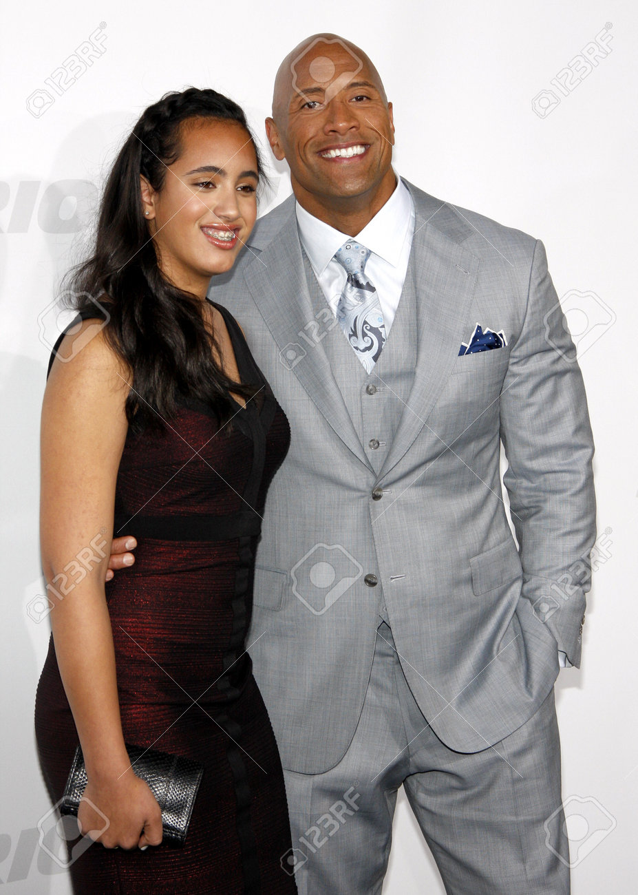 Dwayne Johnson And Simone Alexandra Johnson At The Los Angeles Premiere Of  'Furious 7' Held At The TCL Chinese Theatre In Hollywood, USA On April 1,  2015. Stock Photo, Picture and Royalty, image size:927x1300