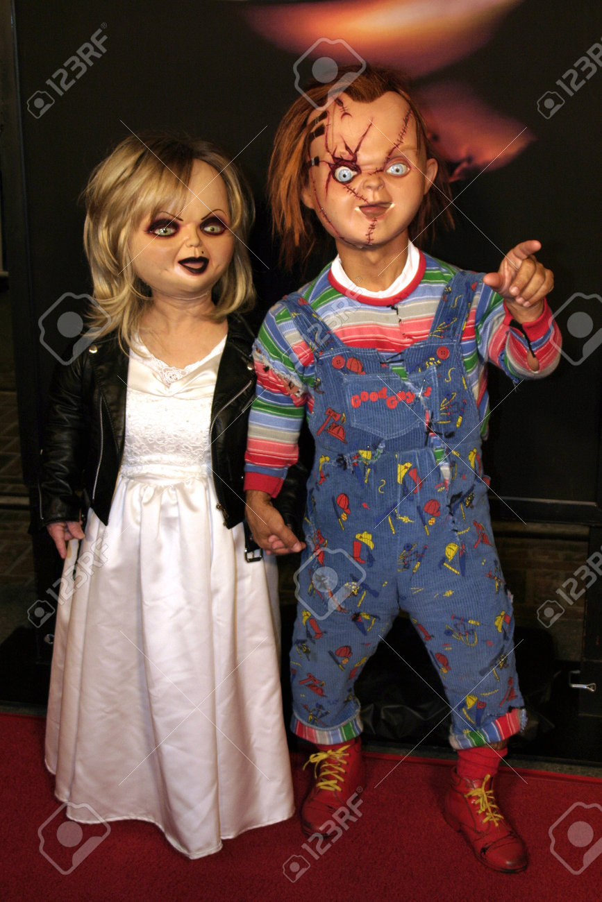 chucky and tiffany at the los angeles screening of seed of chucky