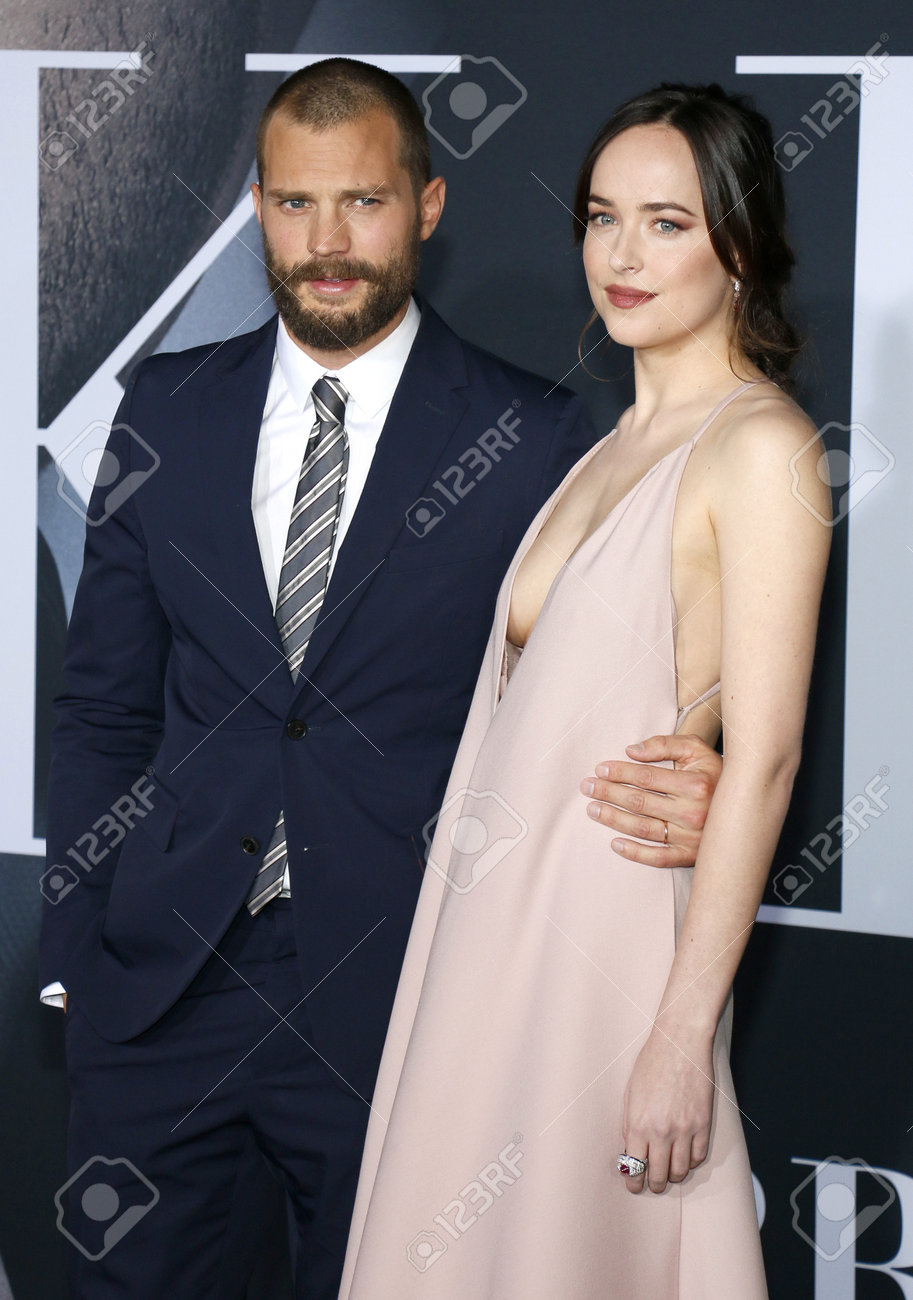 Jamie Dornan and Dakota Johnson at the Los Angeles premiere of 'Fifty  Shades Darker'