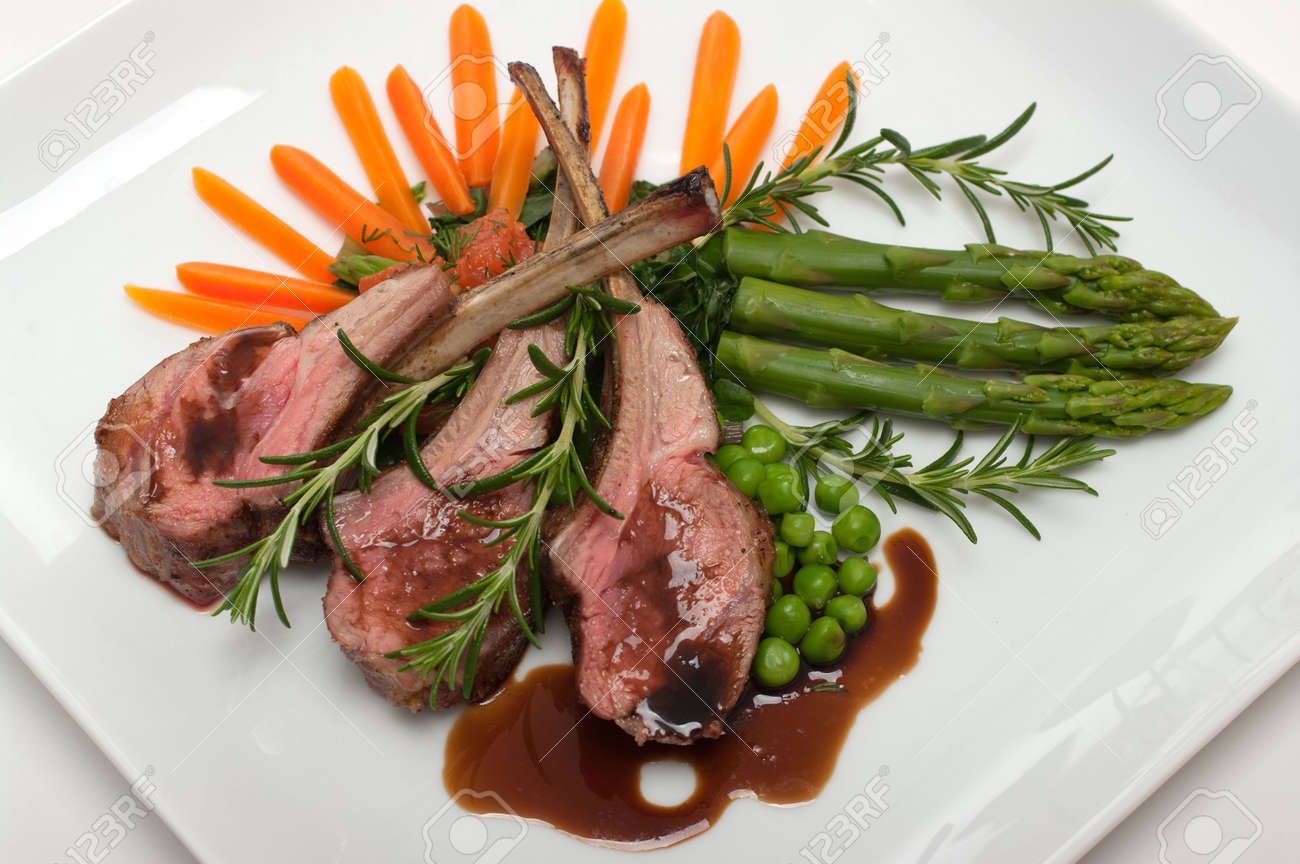 Gourmet Lamb Chop With Vegetables Herbs And Balsamic Vinegar Stock Photo Picture And Royalty Free Image Image 6763090