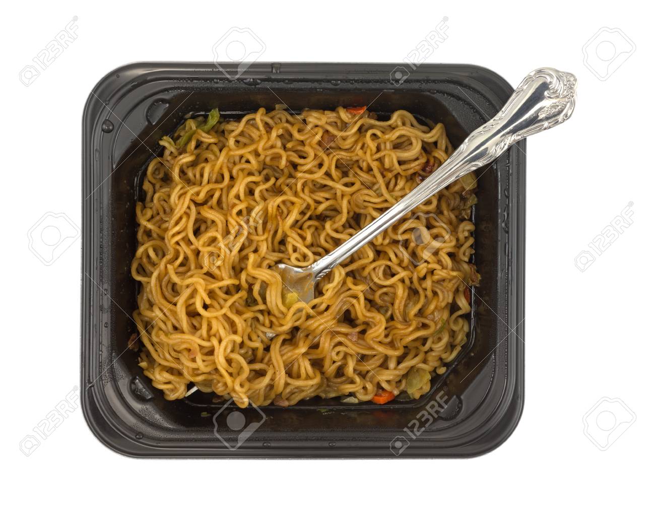 Top View Of A Serving Of Beef Flavored Ramen Noodles With A Fork Stock Photo Picture And Royalty Free Image Image