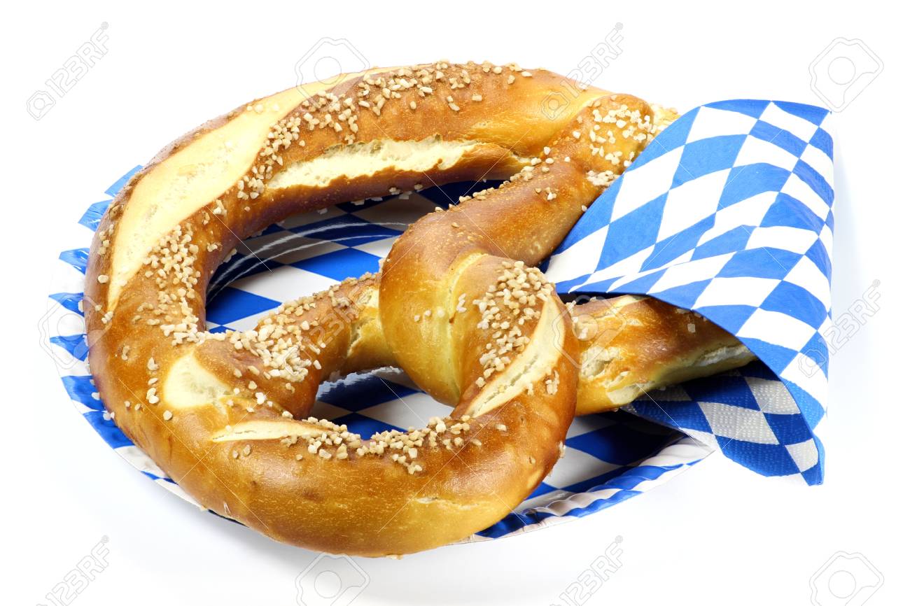traditional bavarian oktoberfest pretzel isolated on white