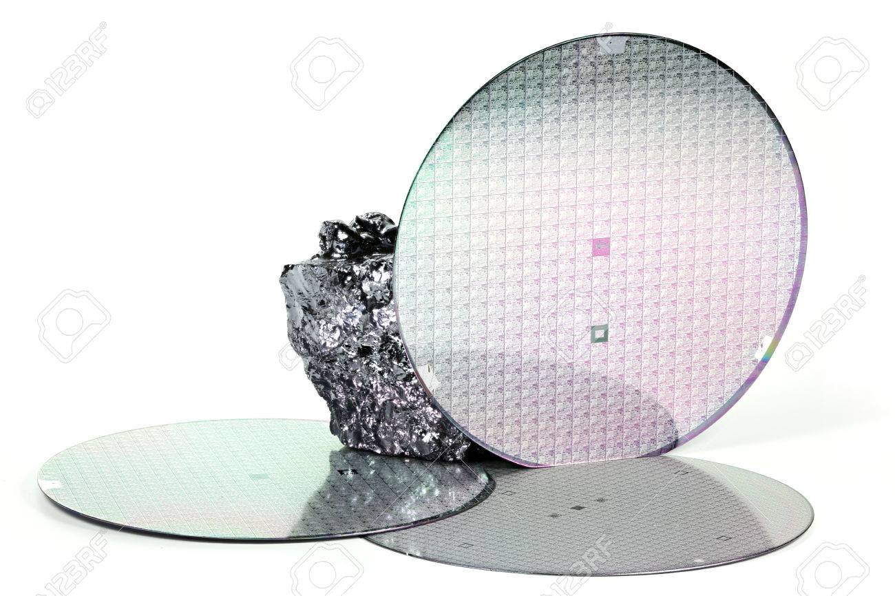 wafers with piece of polycrystalline silicon isolated on white background - 65608314 wafers with piece of polycrystalline silicon isolated on white background - 65608314