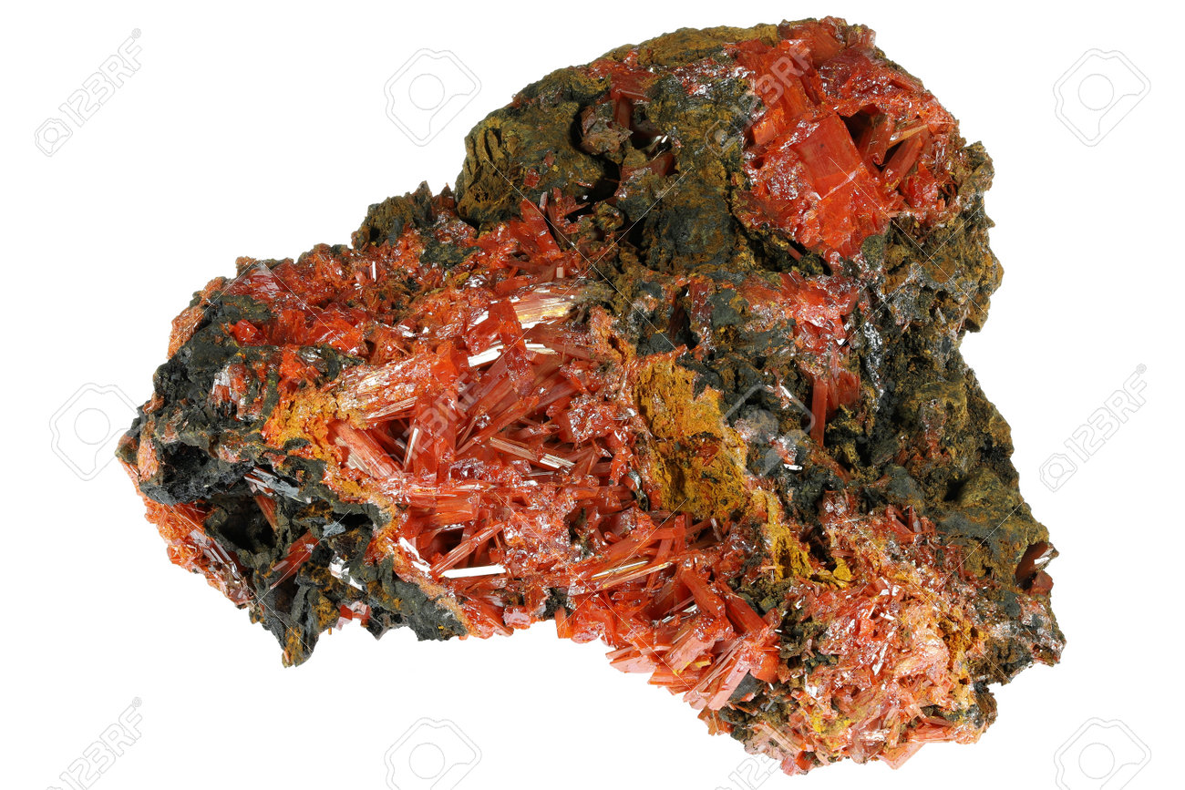 crocoite from Tasmania, Australia isolated on white background - 170982656 crocoite from Tasmania, Australia isolated on white background - 170982656