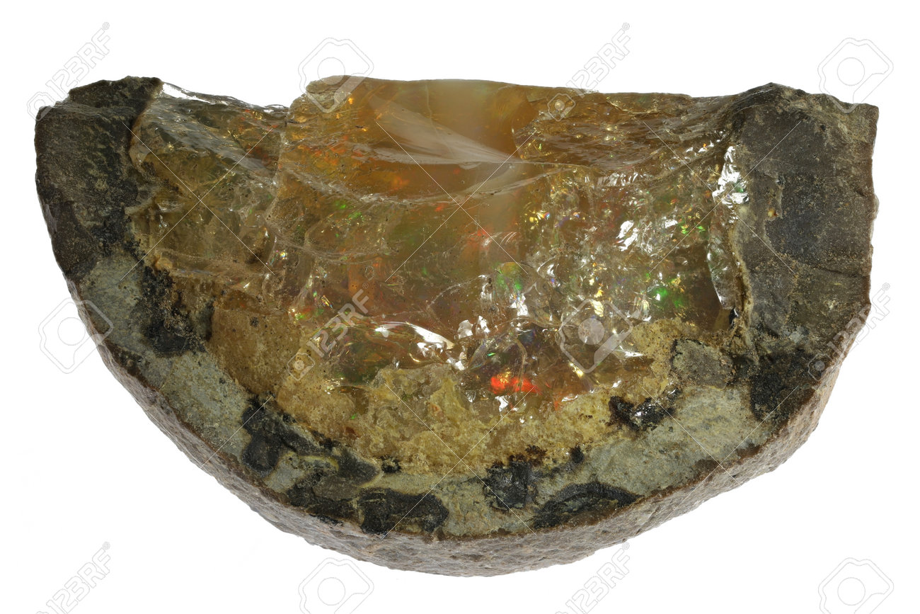 Ethiopian Welo opal isolated on white background - 170982676 Ethiopian Welo opal isolated on white background - 170982676