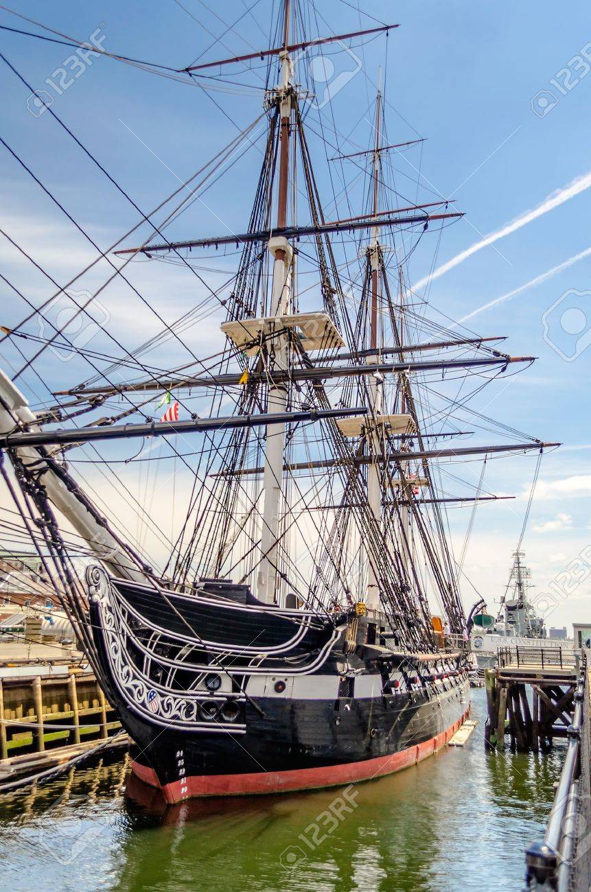 uss constitution wooden hulled three masted heavy frigate of