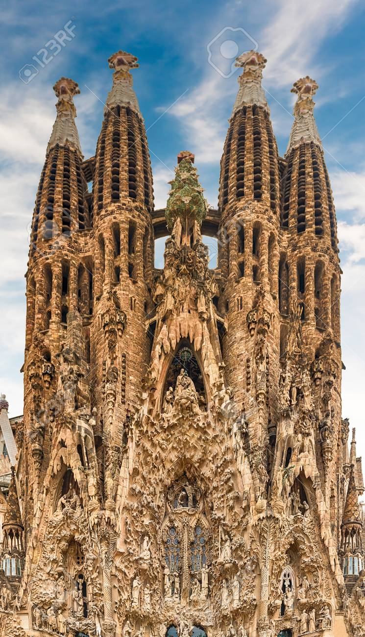 BARCELONA - AUGUST 9: The Nativity Facade Of The Sagrada Familia,.. Stock Photo, Picture And Royalty Free Image. Image 88010282.