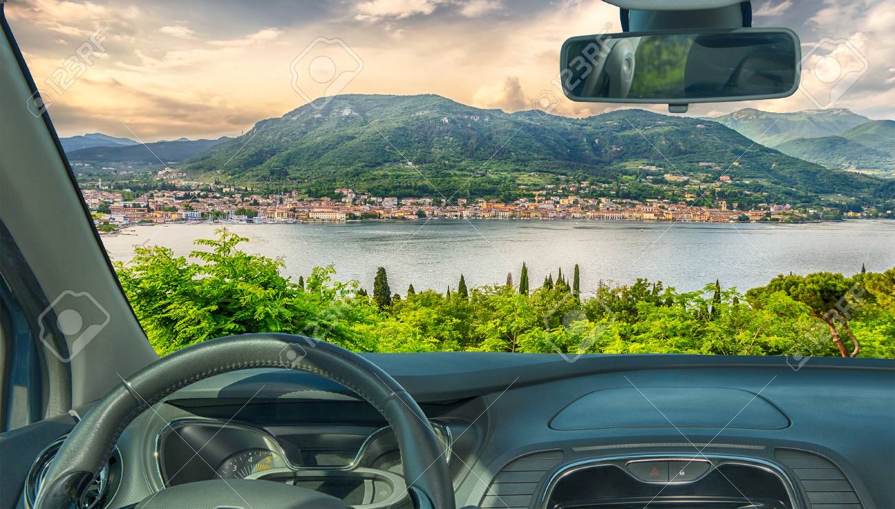 Looking Through A Car Windshield With View Of The Town Of Salo, On The Lake  Garda, Italy Stock Photo, Picture And Royalty Free Image. Image 101529077.