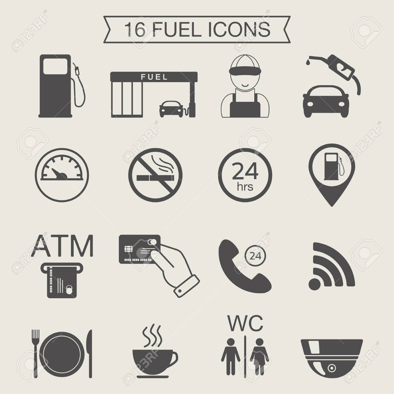 ガソリン スタンドのアイコン 燃料アイコン モノクロ ベクトル図のイラスト素材 ベクタ Image