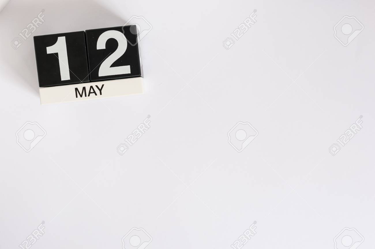 may 12th image of may 12 wooden color calendar on white background
