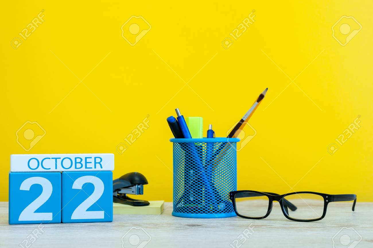 october 22nd day 22 of october month wooden color calendar stock