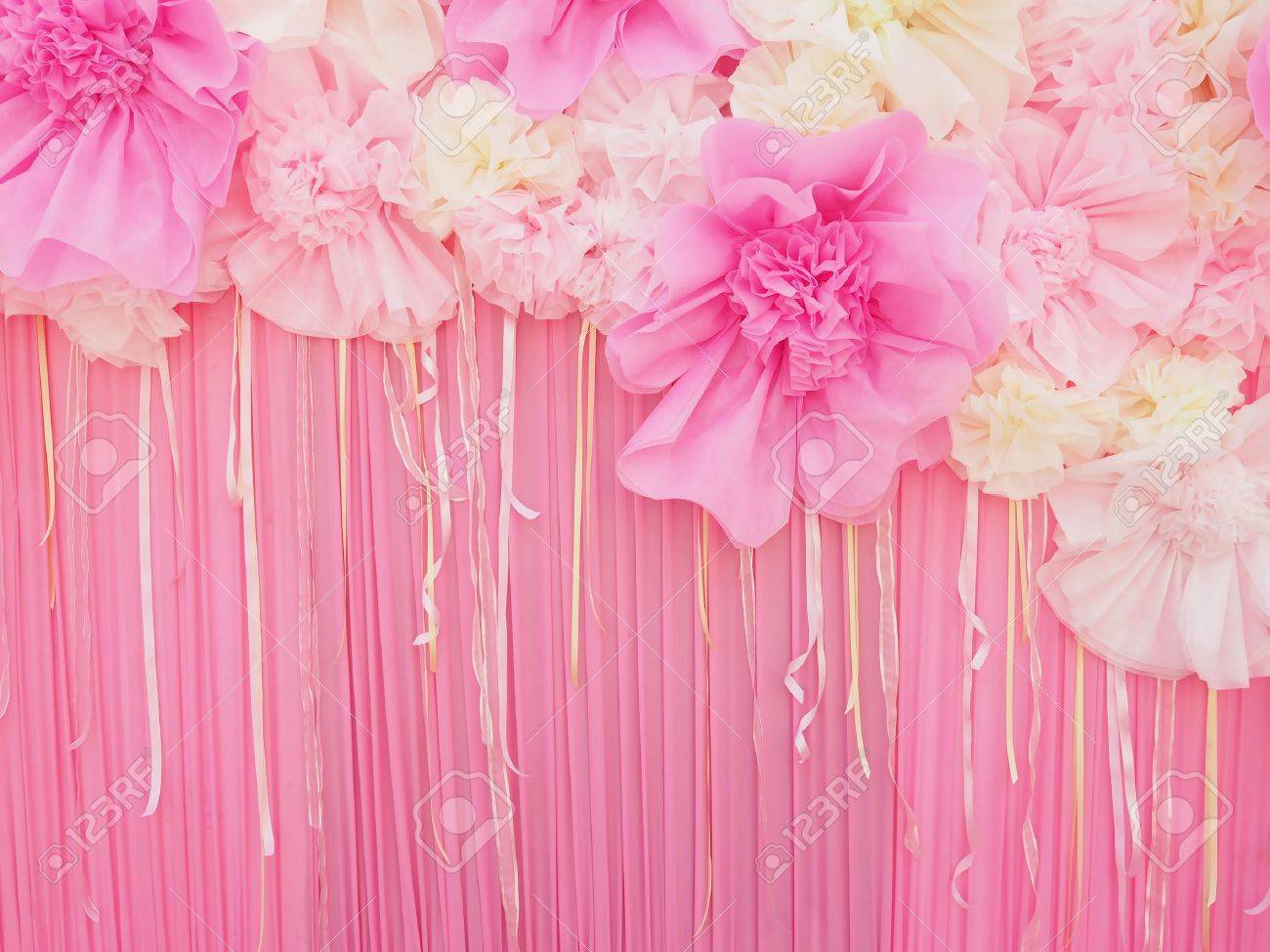 Abstract pink fabric paper craft flower for decoration background